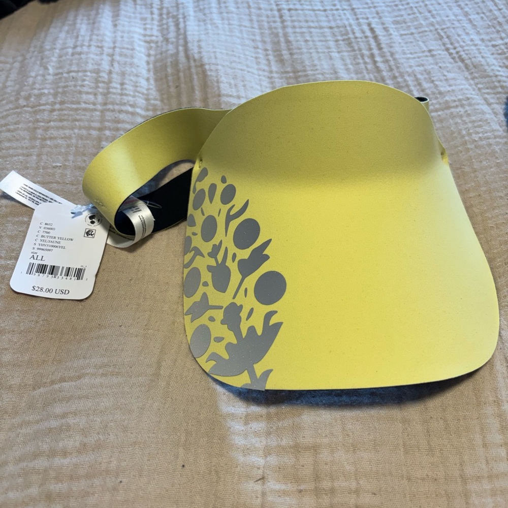 FP Movement by Free People Neon Yellow Visor with Gray Floral Print